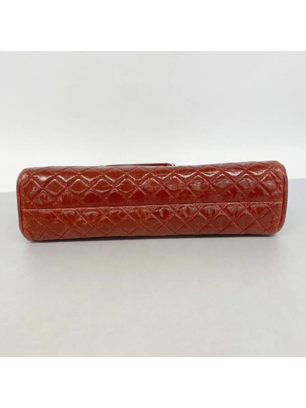 Chanel Shoulder Bag Quilted Leather Red Silver